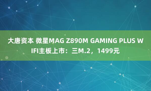 大唐资本 微星MAG Z890M GAMING PLUS WIFI主板上市：三M.2，1499元